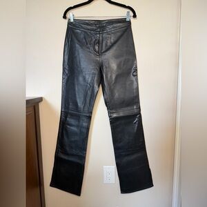Cache Black Leather Flare Pants